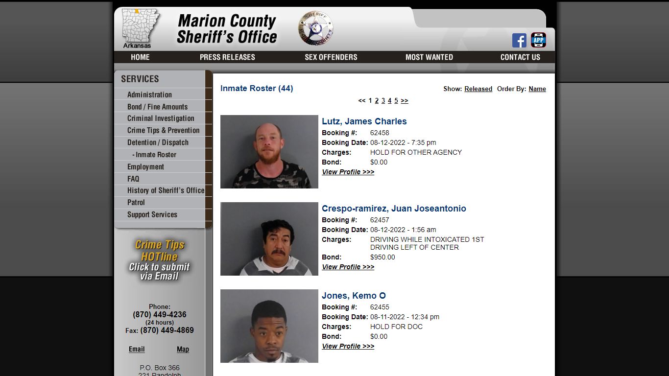 Inmate Roster - Marion County Sheriff's Office